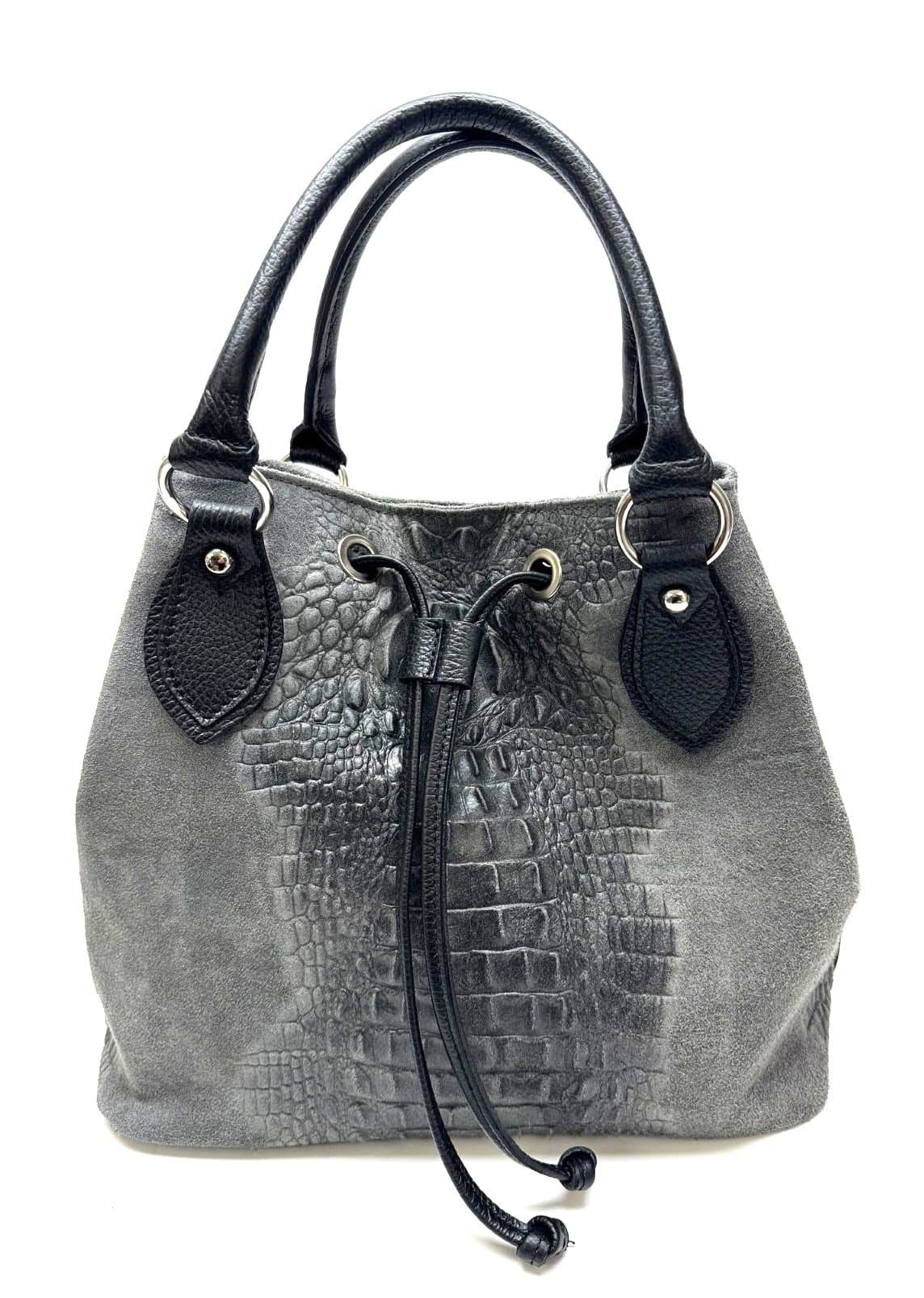 KARINA: women's handbag, in soft leather, color: GREY, semi-rigid, elegant, with shoulder strap, by Chiaro Scuro, Made in Italy.
