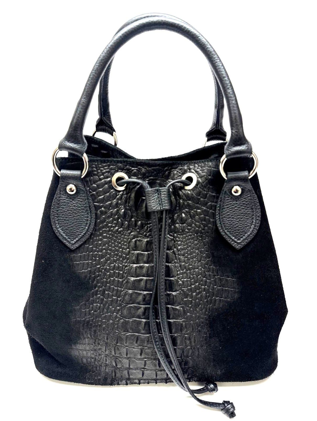 KARINA: borsa a mano da donna, in morbida pelle, colore: NERO, semirigida, elegante, con tracolla, di Chiaro Scuro, Made in Italy.
