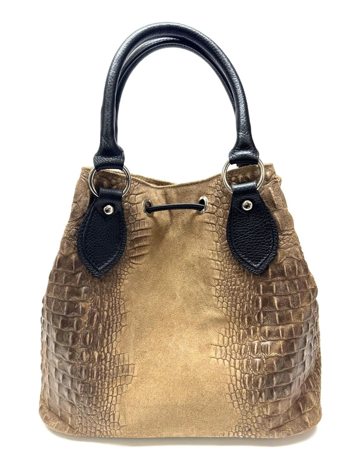 KARINA: borsa a mano da donna, in morbida pelle, colore: TAUPE, semirigida, elegante, con tracolla, di Chiaro Scuro, Made in Italy.