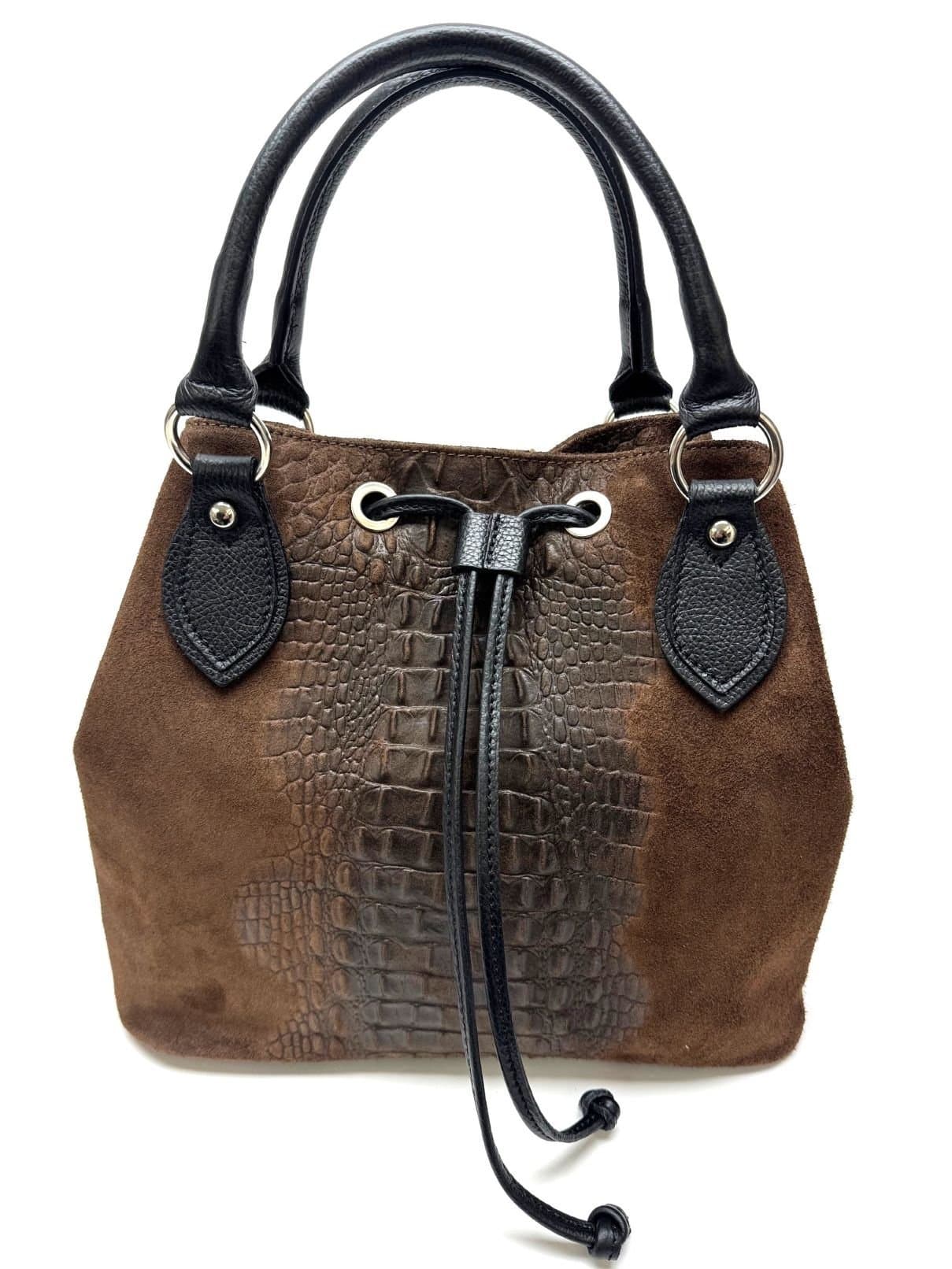 KARINA: women's handbag, in soft leather, color: DARK BROWN, semi-rigid, elegant, with shoulder strap, by Chiaro Scuro, Made in Italy.