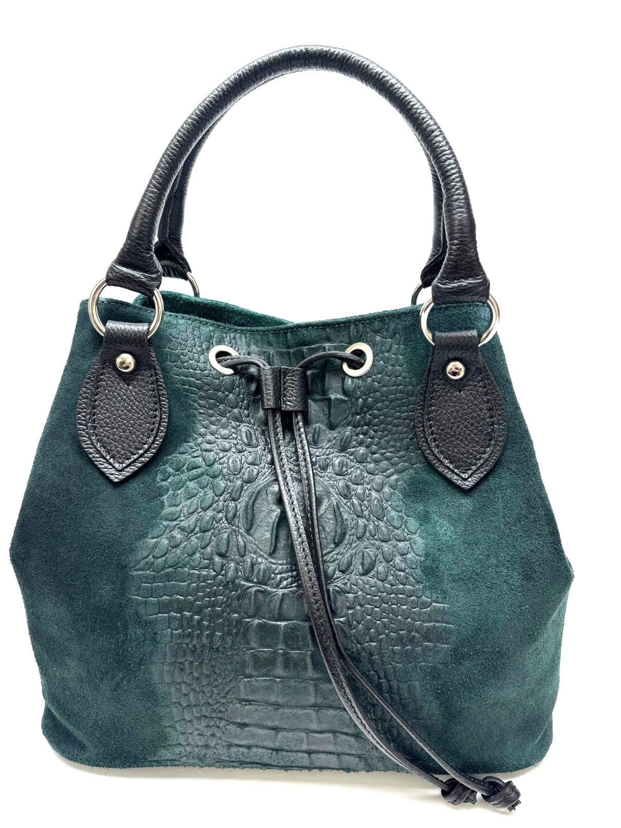 KARINA: borsa a mano da donna, in morbida pelle, colore: VERDE, semirigida, elegante, con tracolla, di Chiaro Scuro, Made in Italy