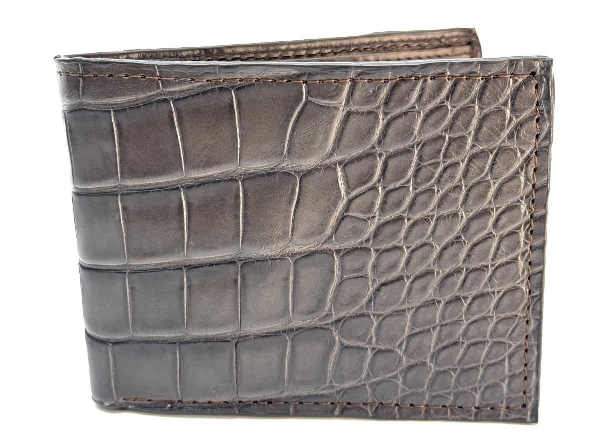 MARATEA1: portafoglio uomo in pelle di COCCODRILLO, colore: TAUPE, Made in Italy.
