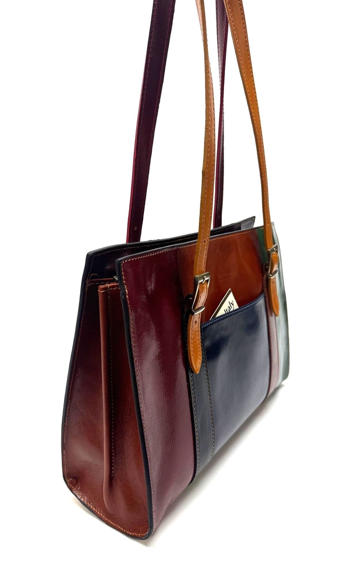 MARINA : borsa donna a spalla in cuoio, colore : MULTICOLOR RANDOM, Made in Italy