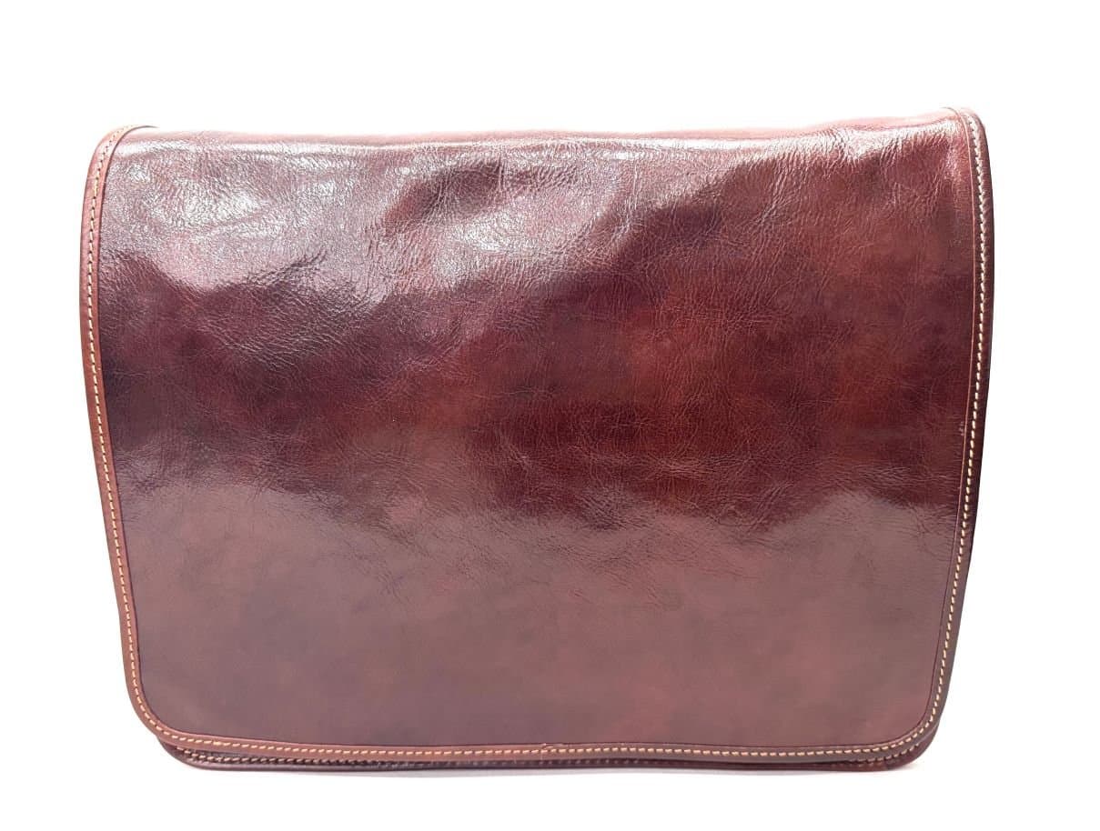 MATTIAS MAXI : Borsa Messenger a Tracolla da uomo in vero cuoio, colore : TESTA MORO, Made in Italy