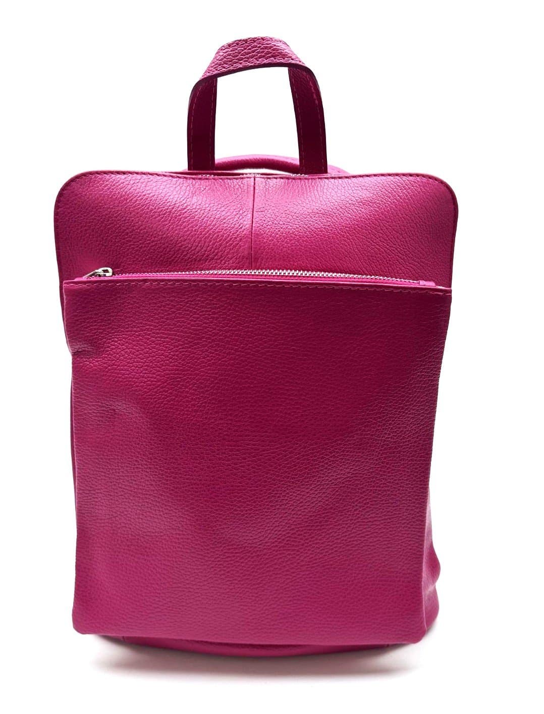MONVISO : borsa - zaino donna, pelle morbida, colore: FUCSIA, Made in Italy