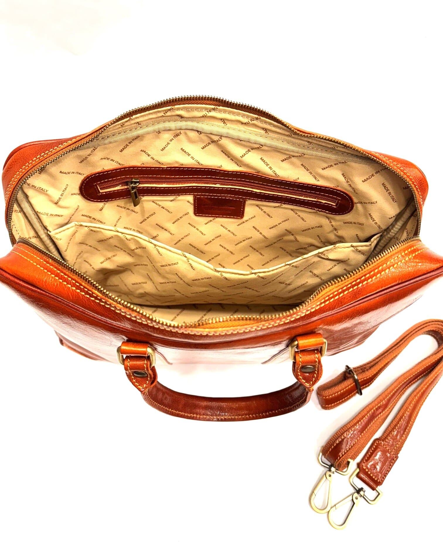 MURES XXL: cartella ufficio / borsa lavoro, uomo - donna, in cuoio, colore: MIELE, Made in Italy.