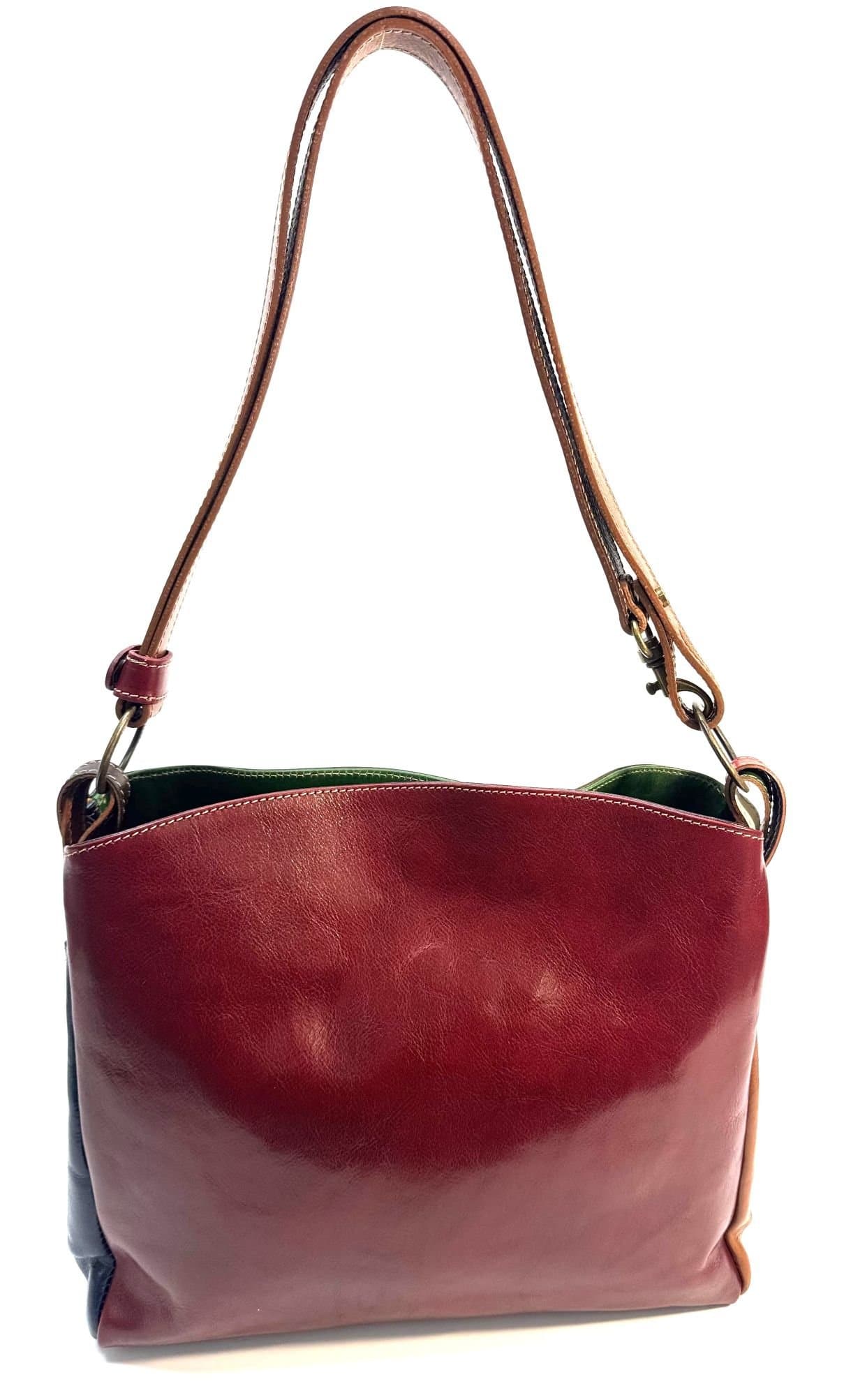 ORNELLA BIG: borsa donna a spalla in cuoio, colore : MULTICOLOR-RANDOM, Made in Italy