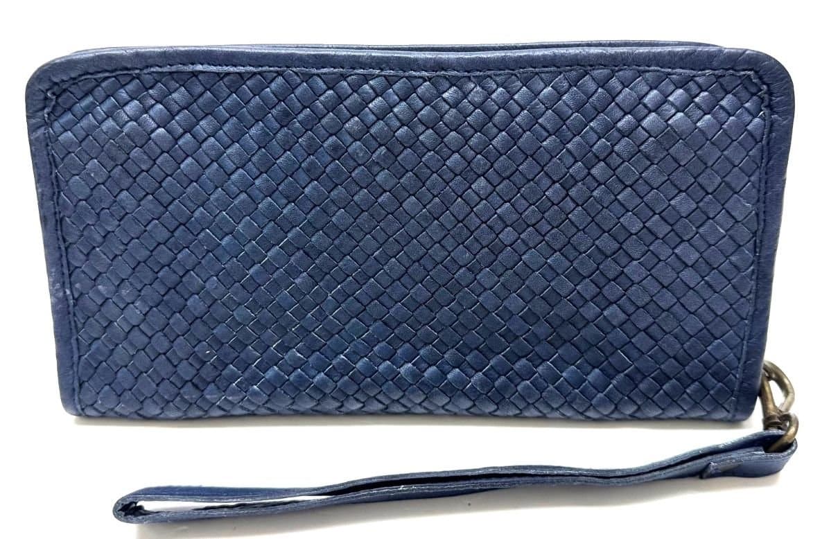 Pochette uomo da polso in vera pelle vintage LIAM, colore BLU, CHIARO SCURO, Made in Italy