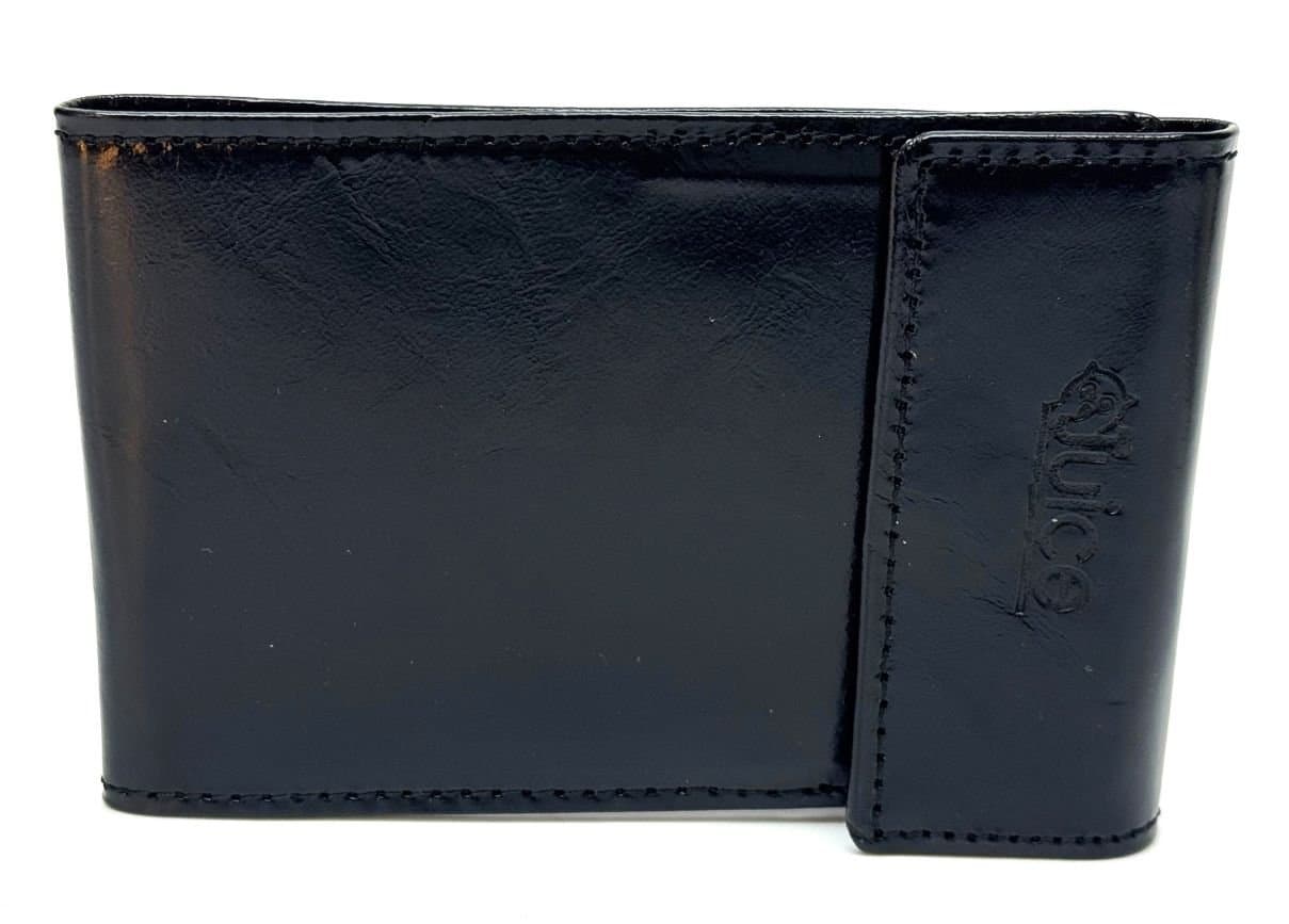 Porta assegno in vera pelle NOEL, colore NERO, CHIAROSCURO, Made in Italy.