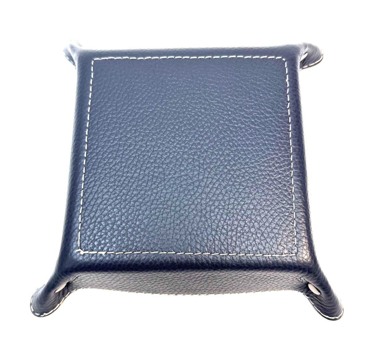 Porta oggetti uomo / donna in pelle CHIAROSCURO mod HARRY, colore BLU Made in Italy.
