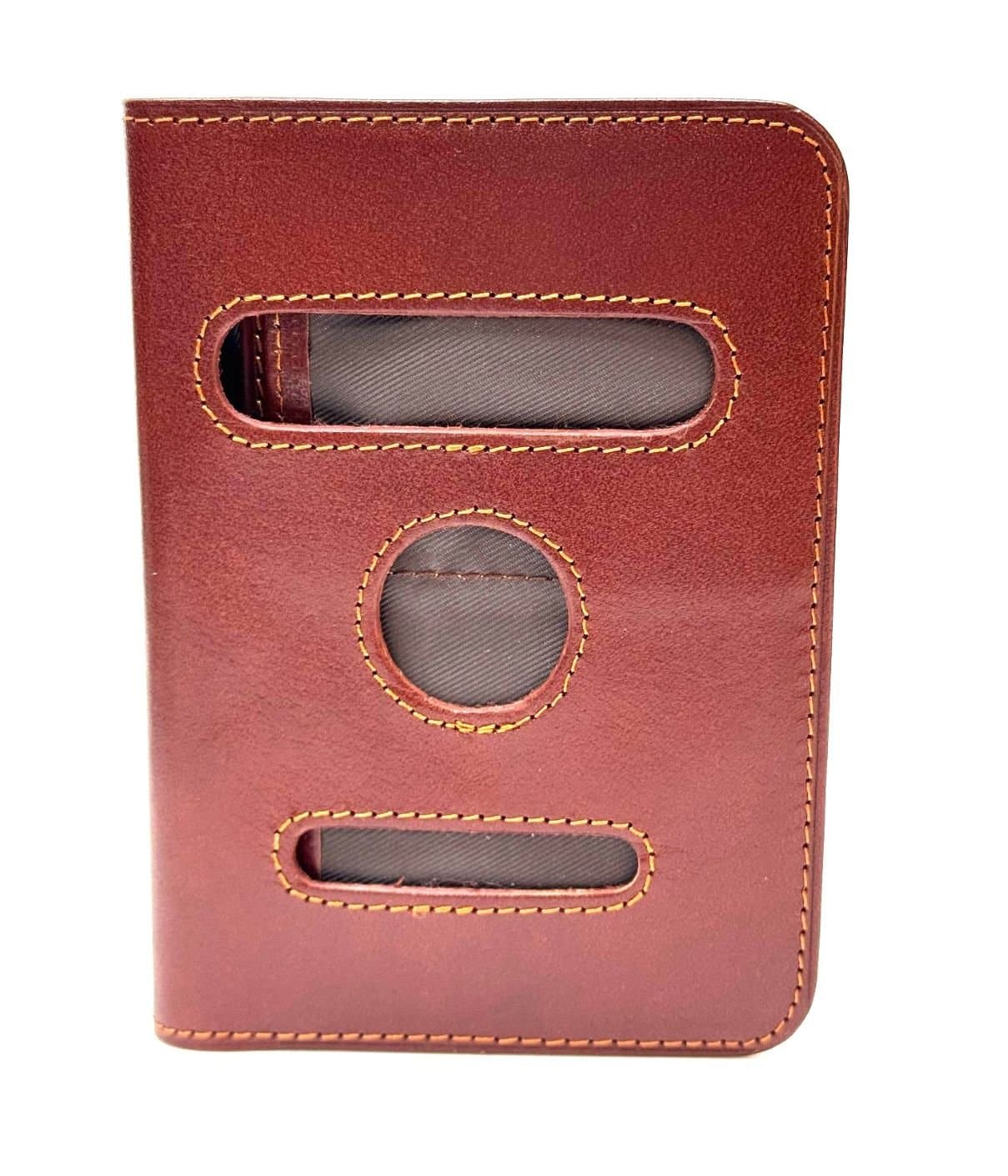 Porta passaporto in vera pelle NOEL, colore MARRONE, CHIAROSCURO, Made in Italy