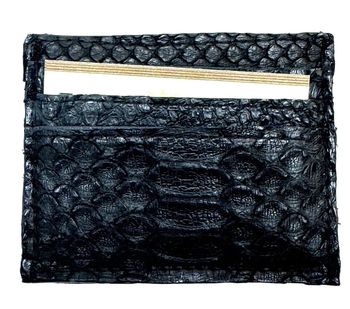 Genuine python leather credit card holder unisex ZANZIBAR, CITES, BLACK colour, SANTINI