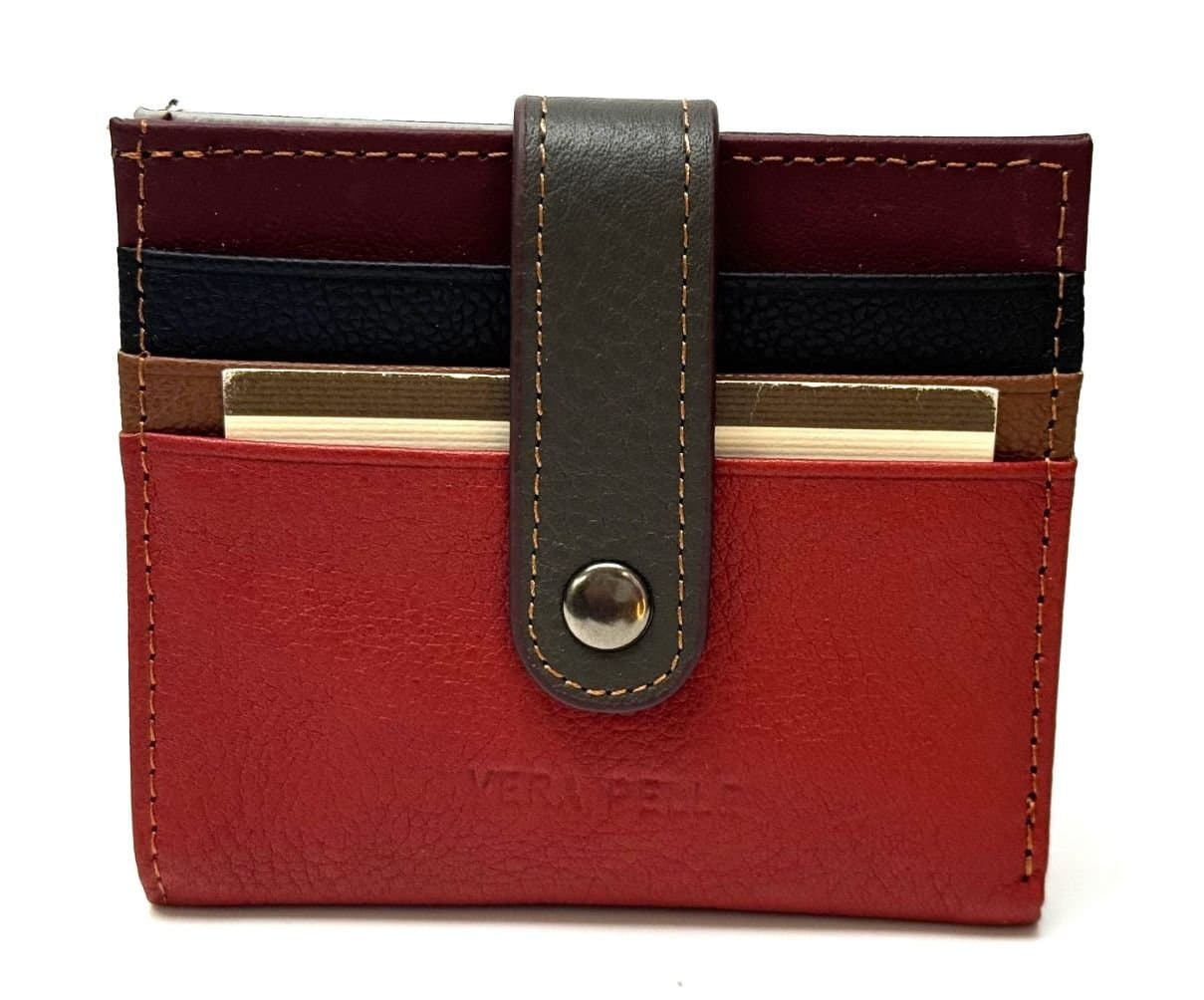 Porta tessere - carte di credito uomo / donna in vera pelle tradizionale SANTINI, mod LIBERIA, colore MULTICOLORE, Made in Italy.