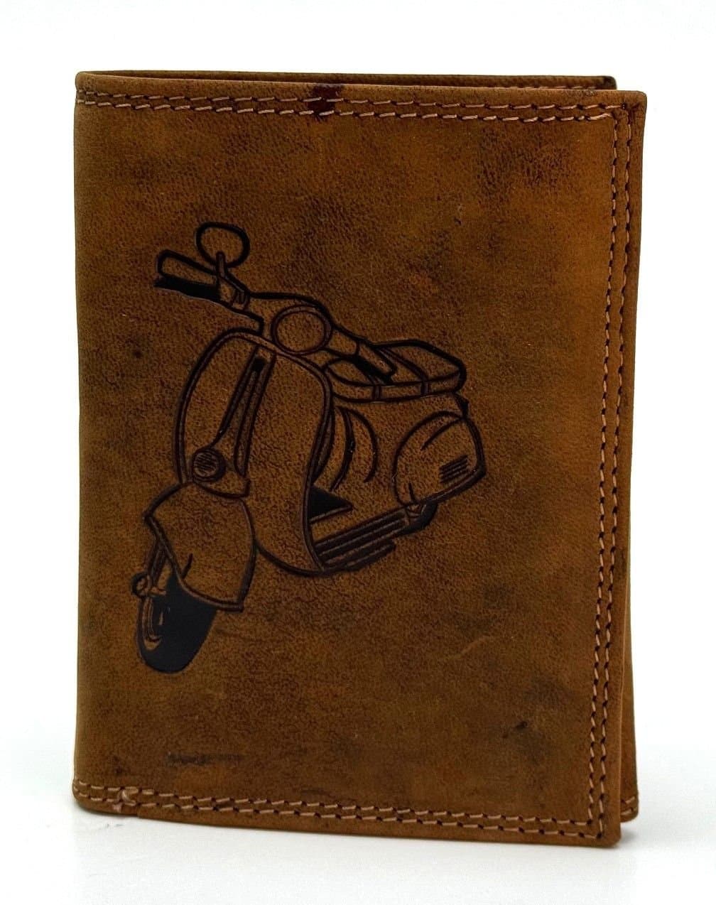 Portafoglio da uomo in vera pelle nabuk TIRANA, colore MARRONE, CHIAROSCURO, Made in Italy.