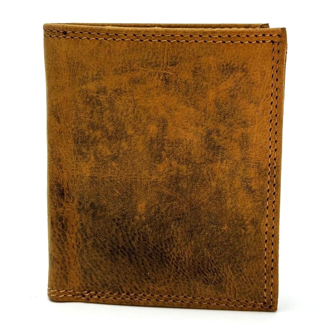 Portafoglio da uomo in vera pelle nabuk TIRANA, colore MARRONE, CHIAROSCURO, Made in Italy.