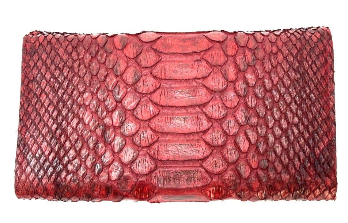 Portafoglio donna in pelle di pitone GIRASOLE, colore ROSSO, CITES, Made in Italy