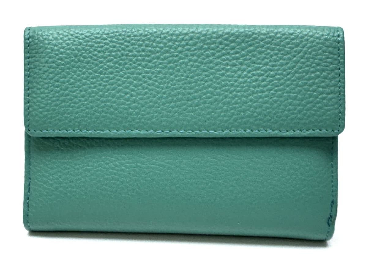 GAROFANO: portafoglio donna in vera pelle martellata colore AZZURRO, Made in Italy.