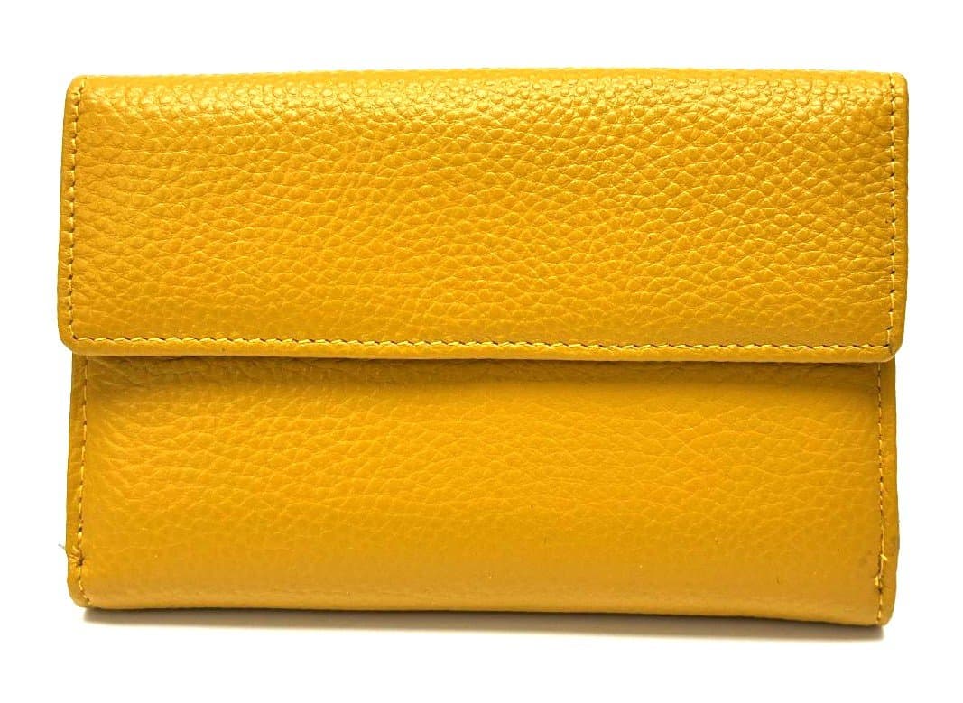 GAROFANO: portafoglio donna in vera pelle martellata colore GIALLO, Made in Italy