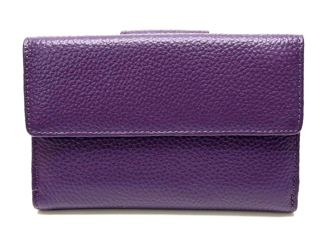 GAROFANO: portafoglio donna in vera pelle martellata colore VIOLA, Made in Italy.