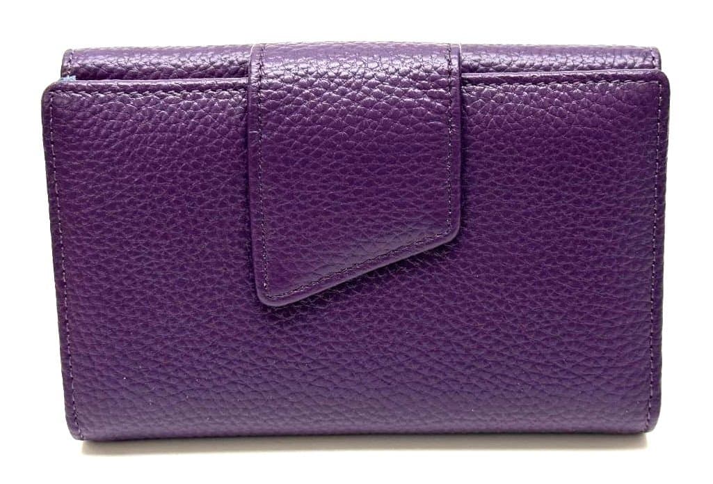 GAROFANO: portafoglio donna in vera pelle martellata colore VIOLA, Made in Italy.