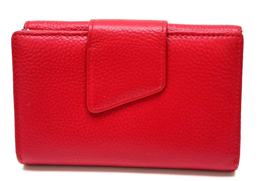 GAROFANO: portafoglio donna in vera pelle martellata colore ROSSO, Made in Italy.
