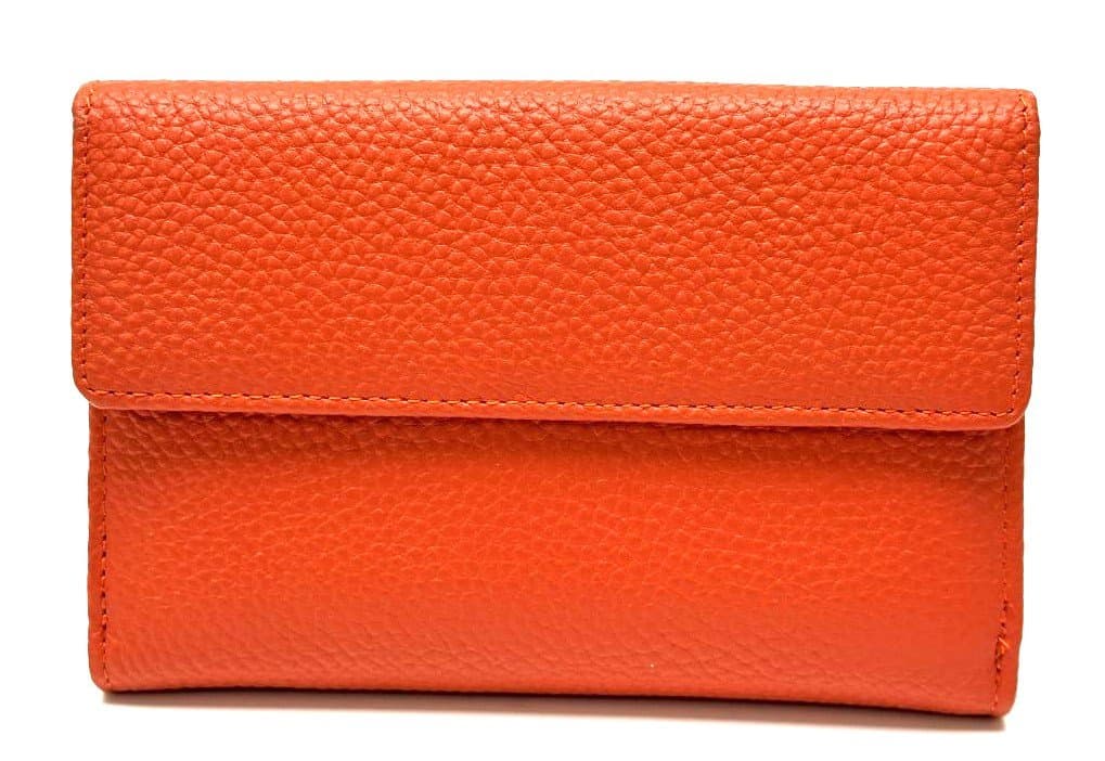 GAROFANO: portafoglio donna in vera pelle martellata colore ARANCIONE, Made in Italy