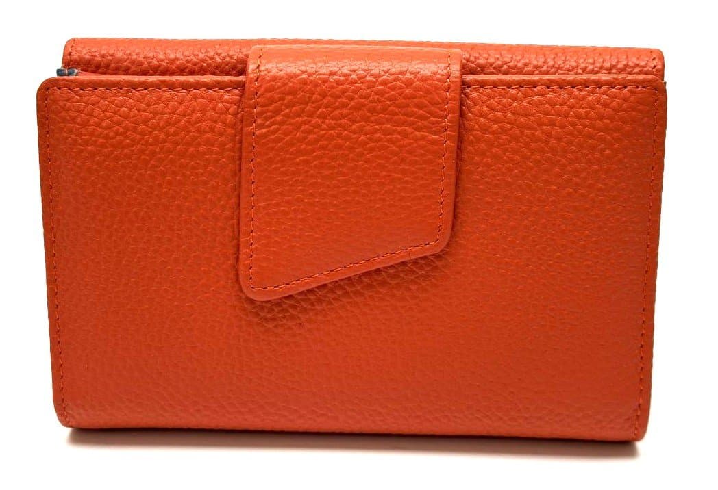GAROFANO: portafoglio donna in vera pelle martellata colore ARANCIONE, Made in Italy.