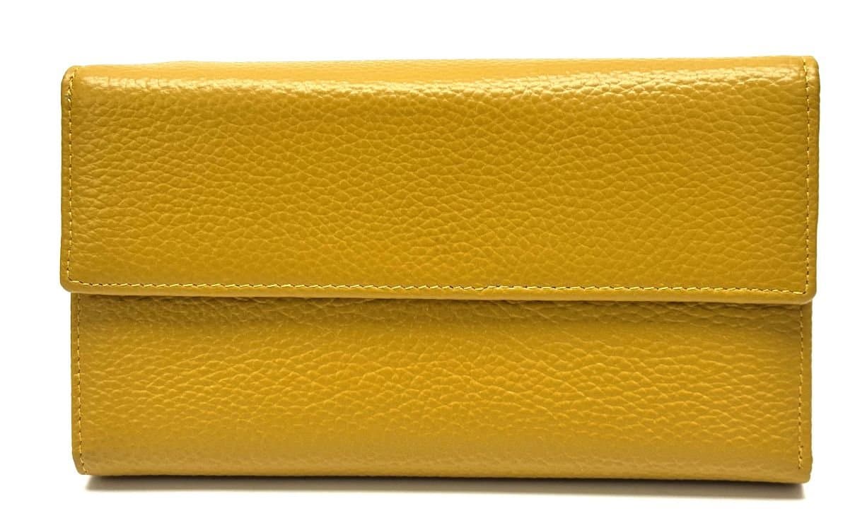 Portafoglio donna in vera pelle tradizionale SANTINI mod. MARGHERITA colore GIALLO Made in Italy