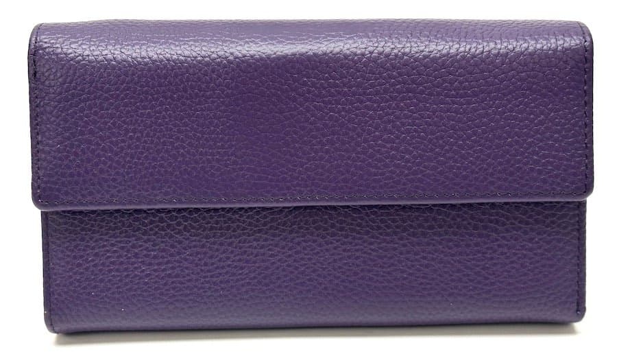 Portafoglio donna in vera pelle tradizionale SANTINI mod. MARGHERITA colore VIOLA, Made in Italy