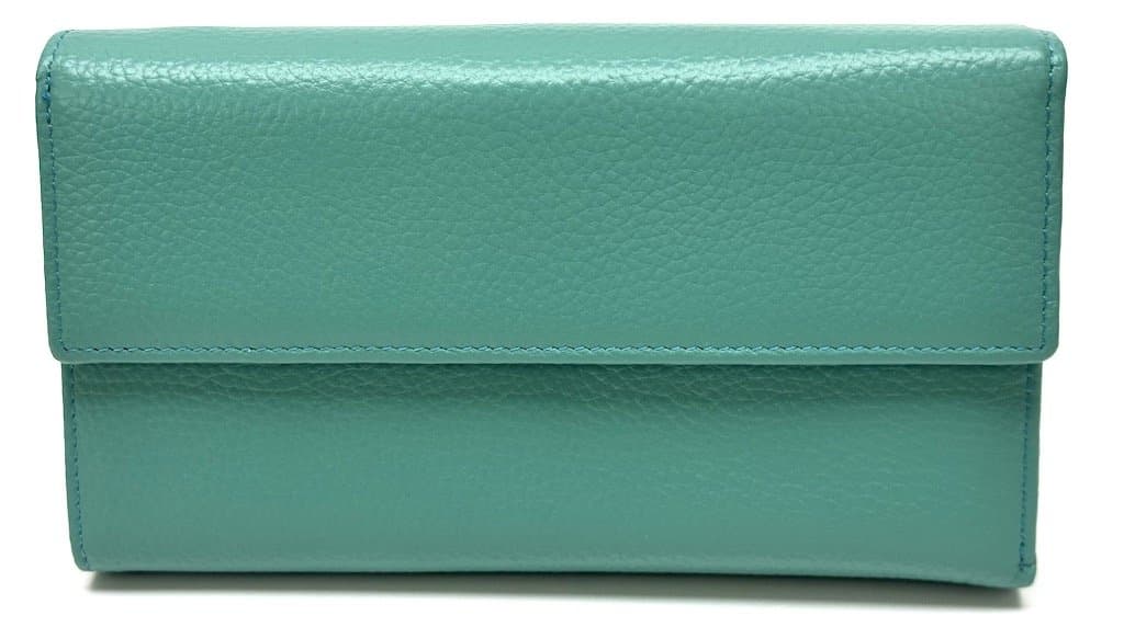 Portafoglio donna in vera pelle tradizionale SANTINI mod. MARGHERITA colore AZZURRO, Made in Italy