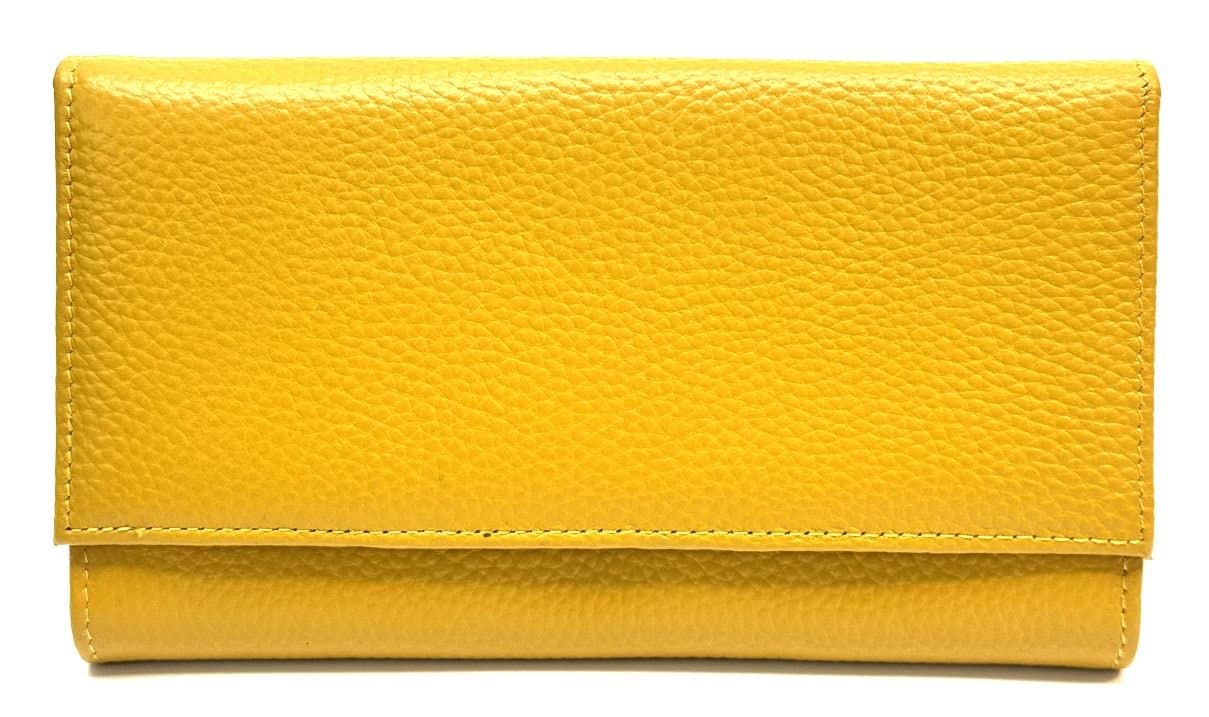 Portafoglio donna in vera pelle ORCHIDEA, colore GIALLO, SANTINI, Made in Italy
