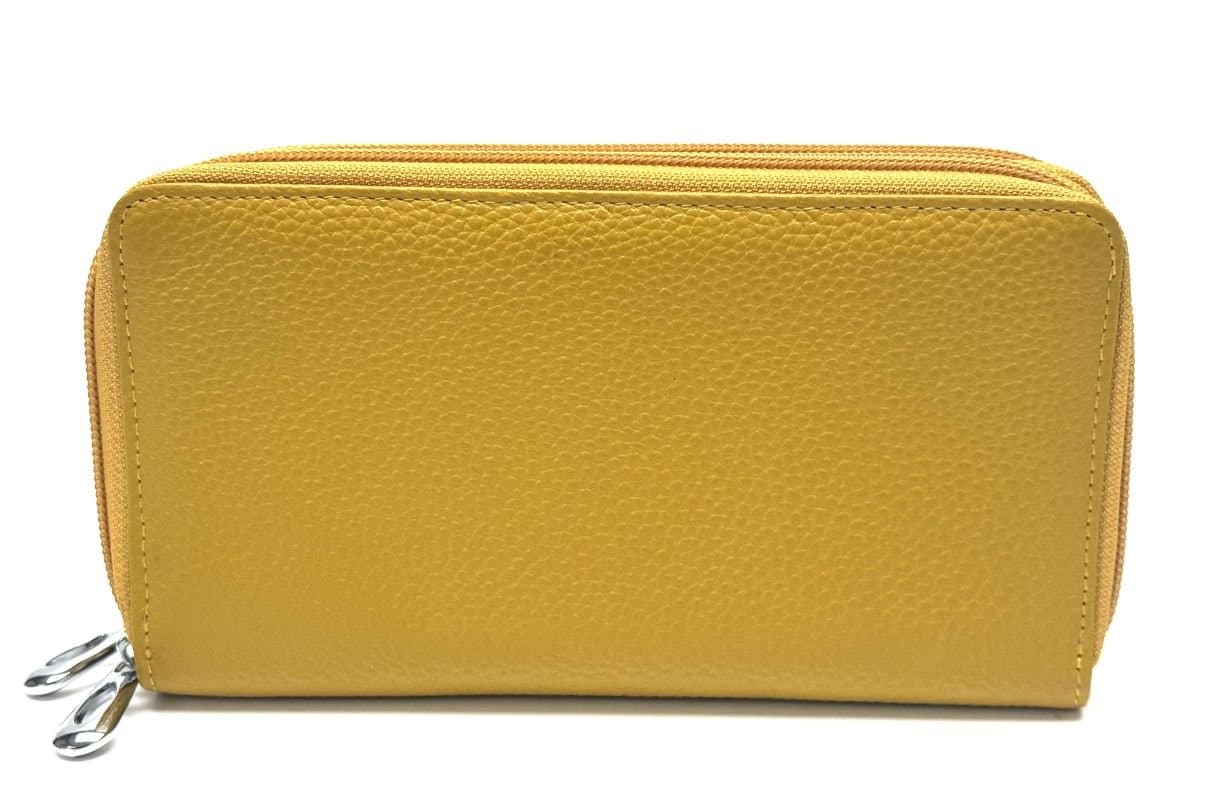 Portafoglio donna in vera pelle tradizionale SANTINI mod. PAPAVERO, colore GIALLO, Made in Italy