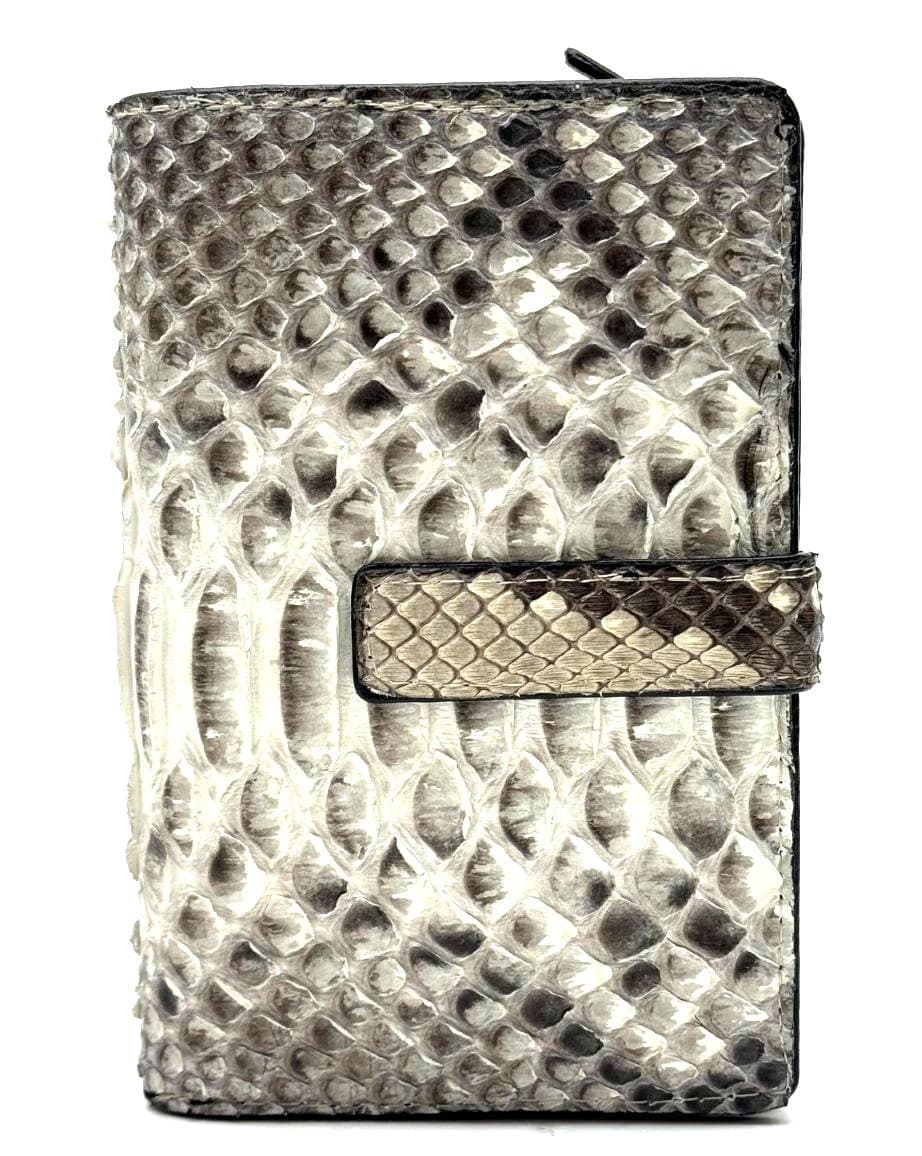 Genuine python skin wallet for woman AGATEA, CITES, GREY ROCK colour, SANTINI, MADE IN ITALY