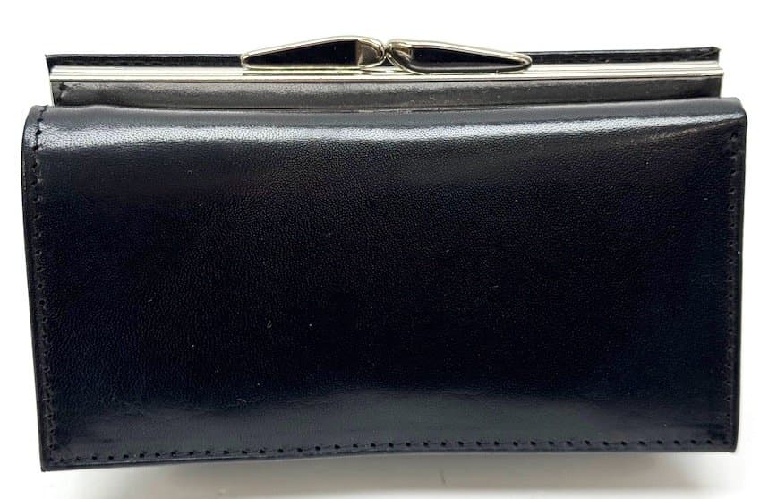 Ladies wallet in genuine traditional leather SANTINI mod PETUNIA BIG color BLACK, Made in Italy.