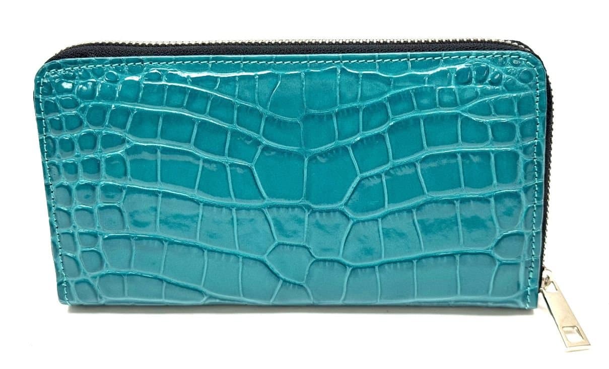 Portafoglio donna in vera pelle tradizionale CHIAROSCURO mod LIATRIS colore TIFFANY Made in Italy.