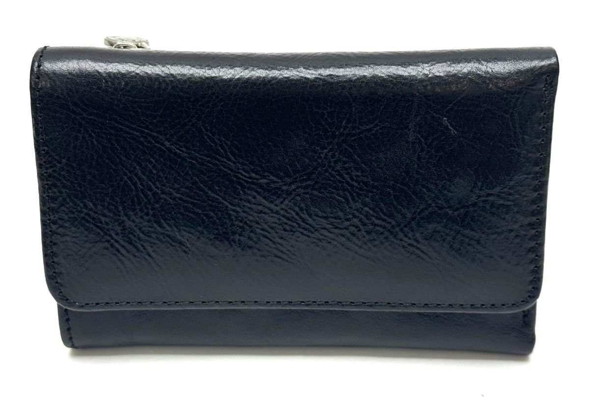 Portafoglio donna in vera pelle tradizionale SANTINI mod ANEMONE colore NERO, Made in Italy