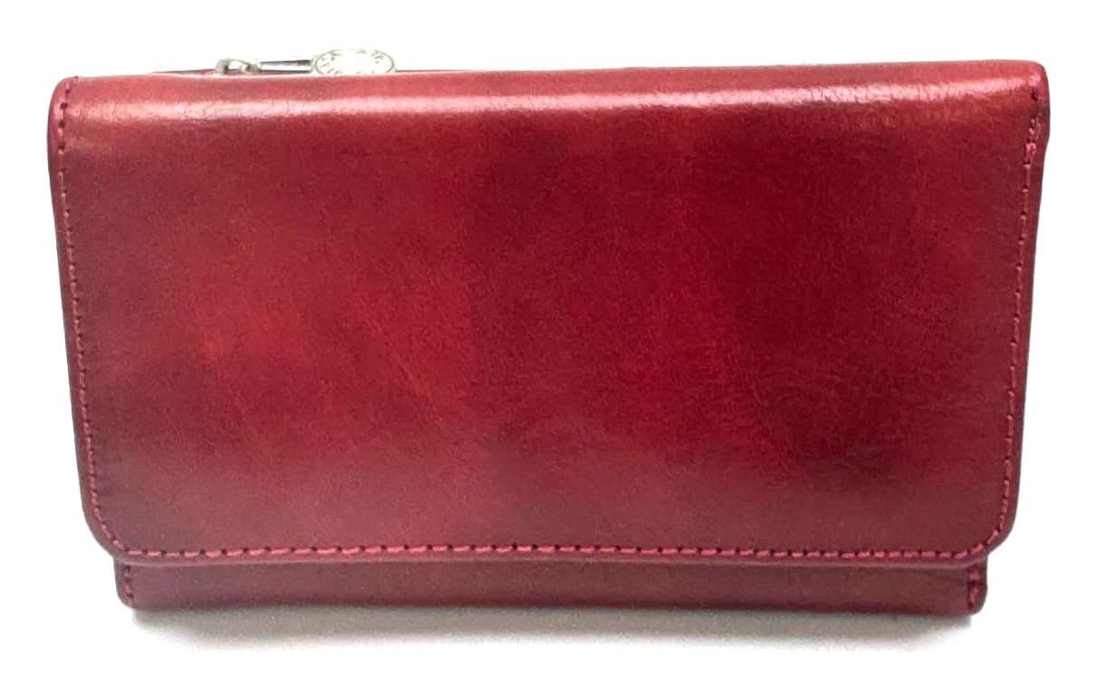 Portafoglio donna in vera pelle tradizionale SANTINI mod ANEMONE colore ROSSO, Made in Italy