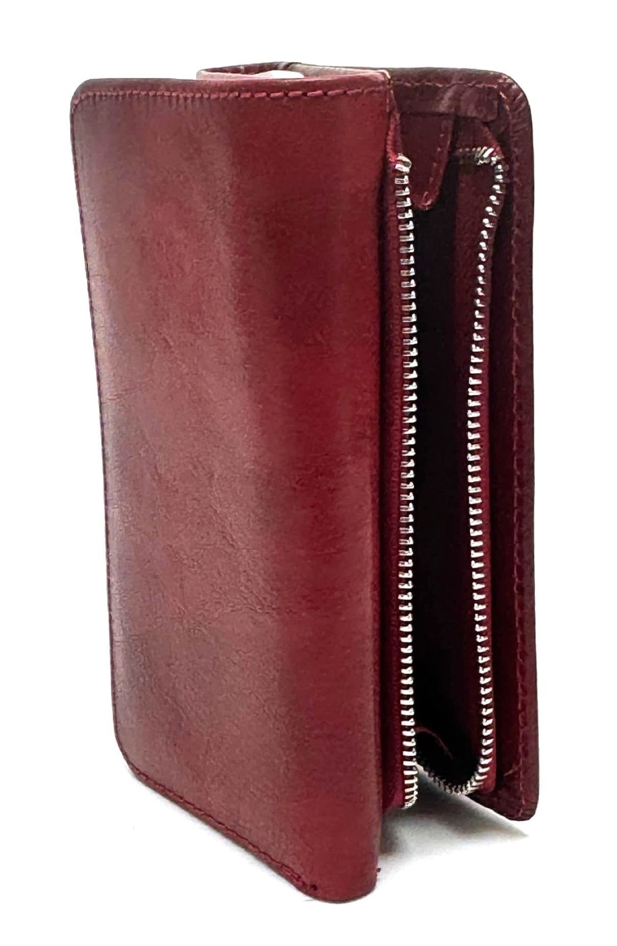 Portafoglio donna in vera pelle tradizionale SANTINI mod ANEMONE colore ROSSO, Made in Italy