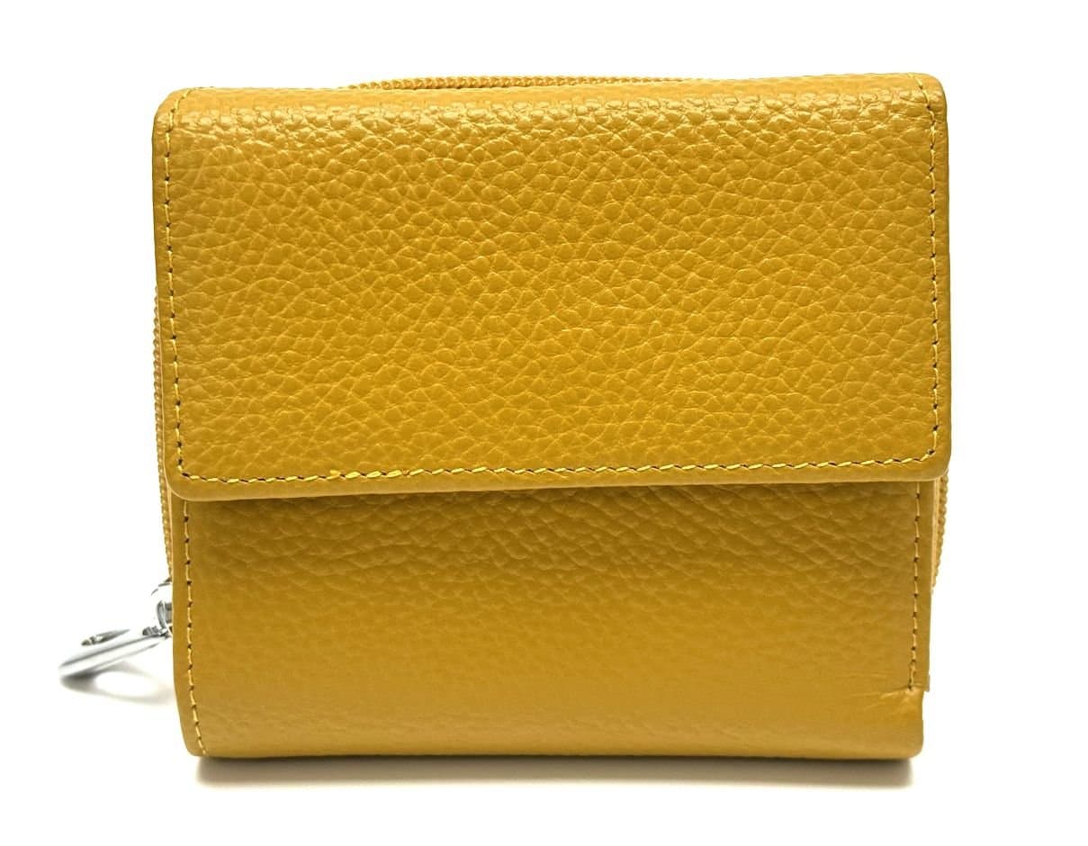 Portafoglio donna in vera pelle tradizionale SANTINI mod BEGONIA colore GIALLO Made in Italy.