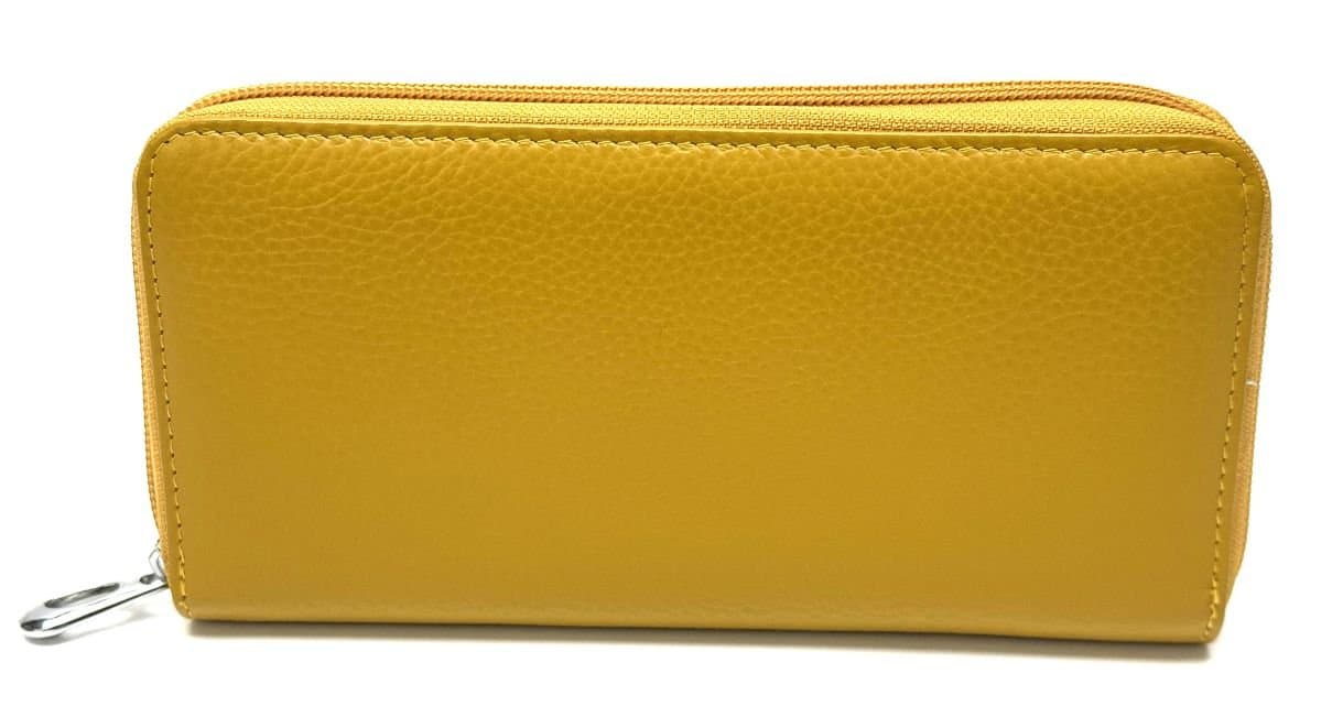 Portafoglio donna in vera pelle tradizionale SANTINI mod BIANCOSPINO colore GIALLO Made in Italy.