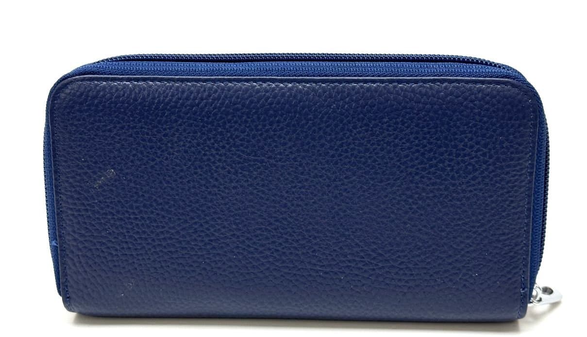 Portafoglio donna in vera pelle tradizionale SANTINI mod CAMOMILLA colore BLU, Made in Italy