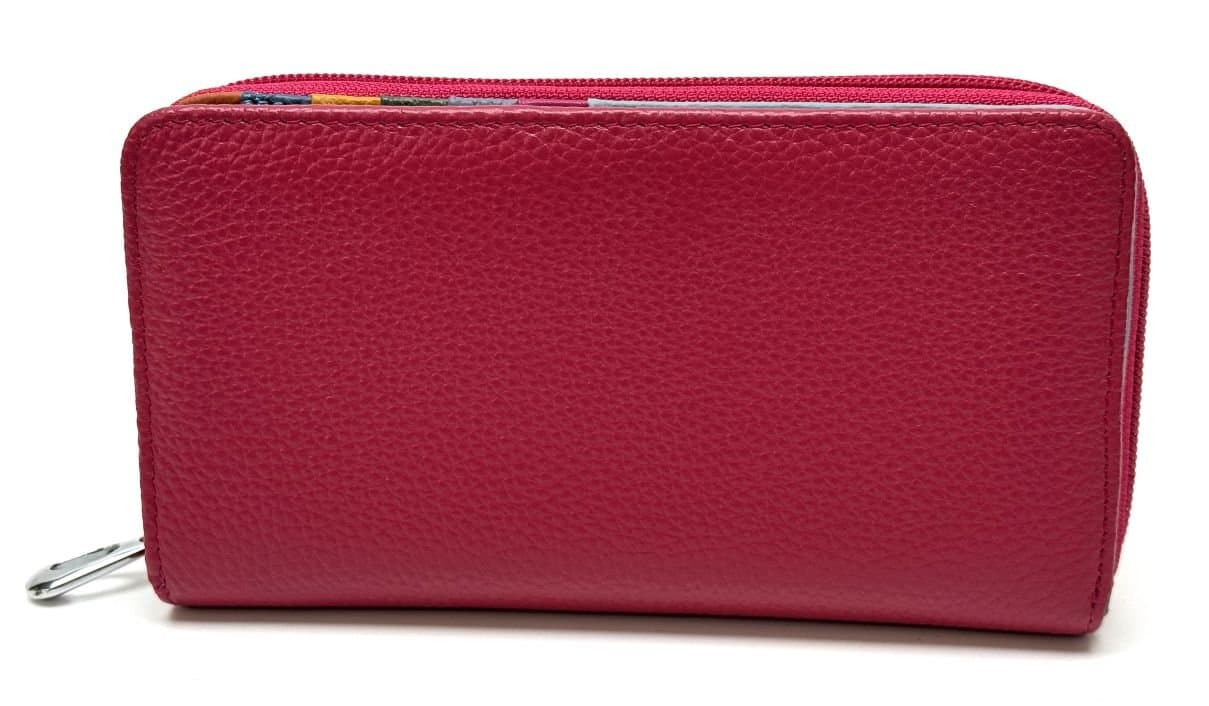 Portafoglio donna in vera pelle tradizionale SANTINI mod CAMOMILLA colore FUCSIA Made in Italy