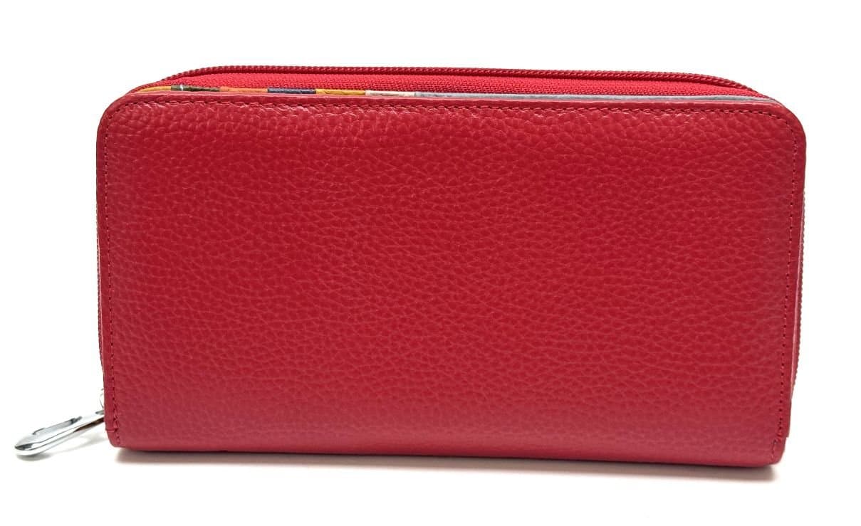 Portafoglio donna in vera pelle tradizionale SANTINI mod CAMOMILLA colore ROSSO Made in Italy.