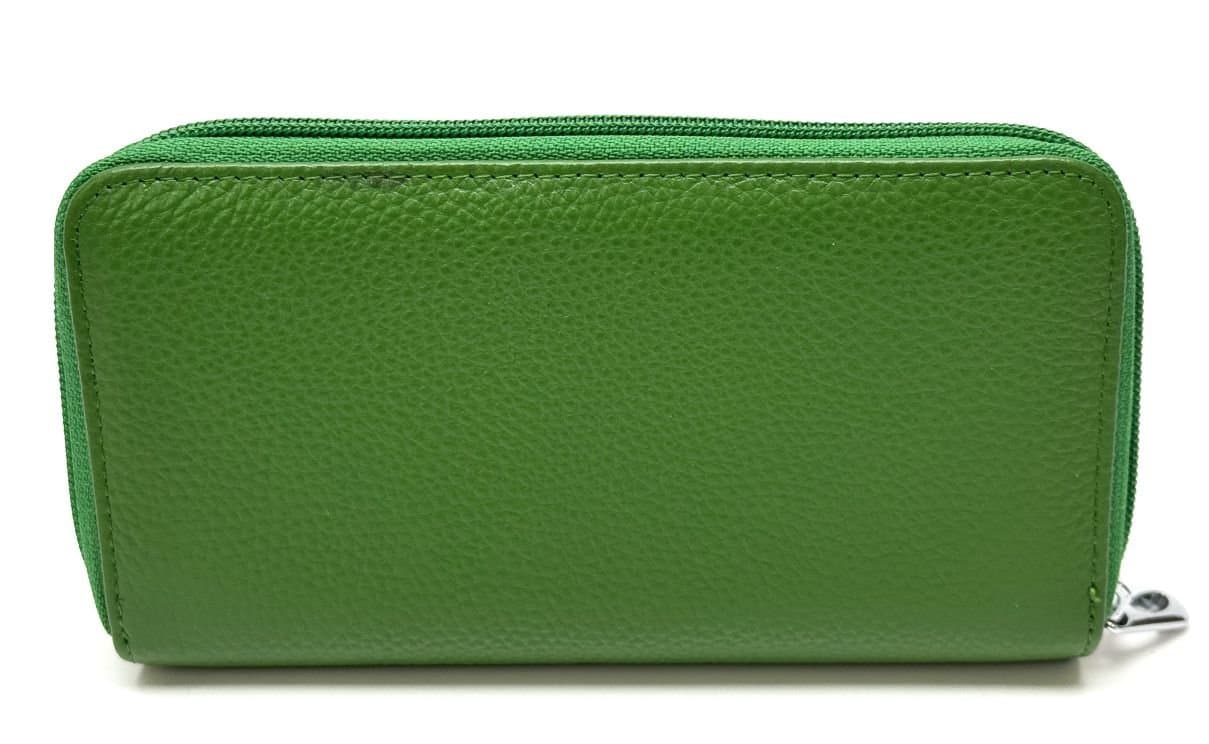 Portafoglio donna in vera pelle tradizionale SANTINI mod CAMOMILLA colore VERDE, Made in Italy