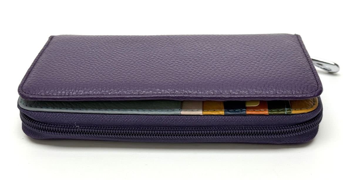 Portafoglio donna in vera pelle tradizionale SANTINI mod CAMOMILLA colore VIOLA Made in Italy