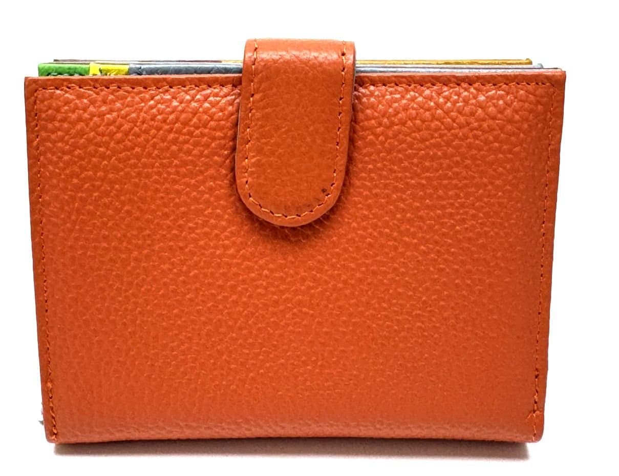 Portafoglio donna in vera pelle tradizionale SANTINI mod CASSIA colore ARANCIONE, Made in Italy.