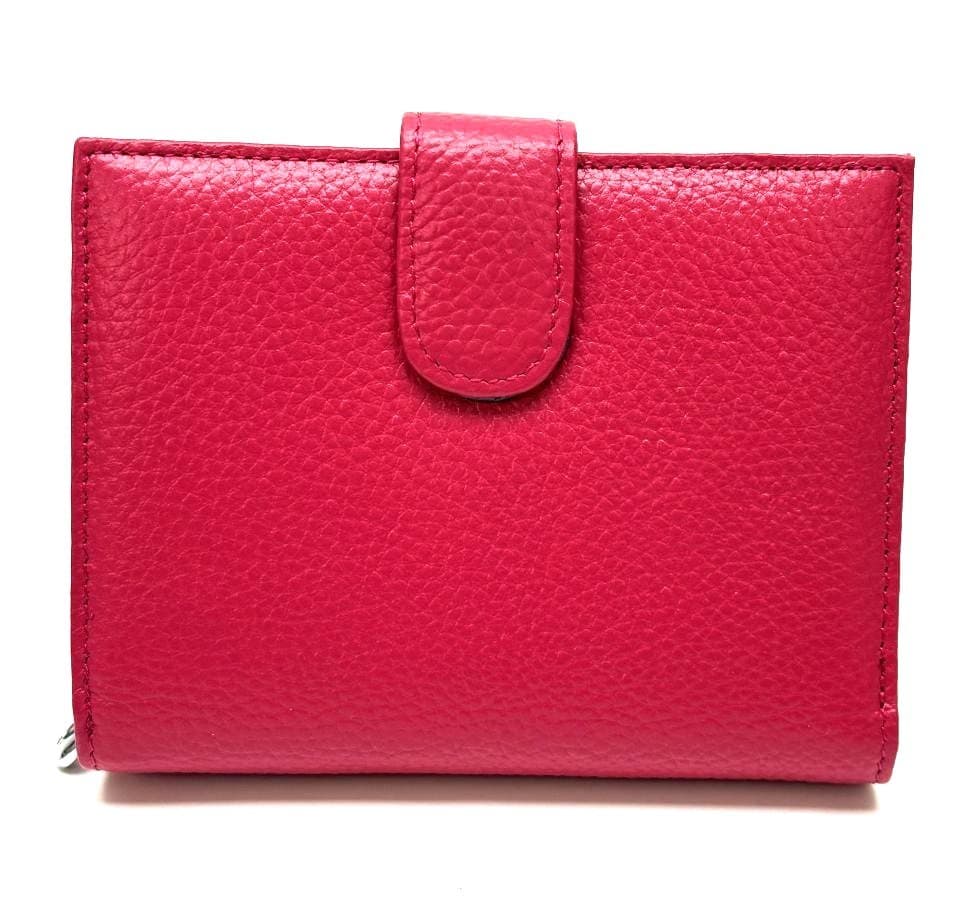 Portafoglio donna in vera pelle tradizionale SANTINI mod CASSIA colore FUCSIA Made in Italy.
