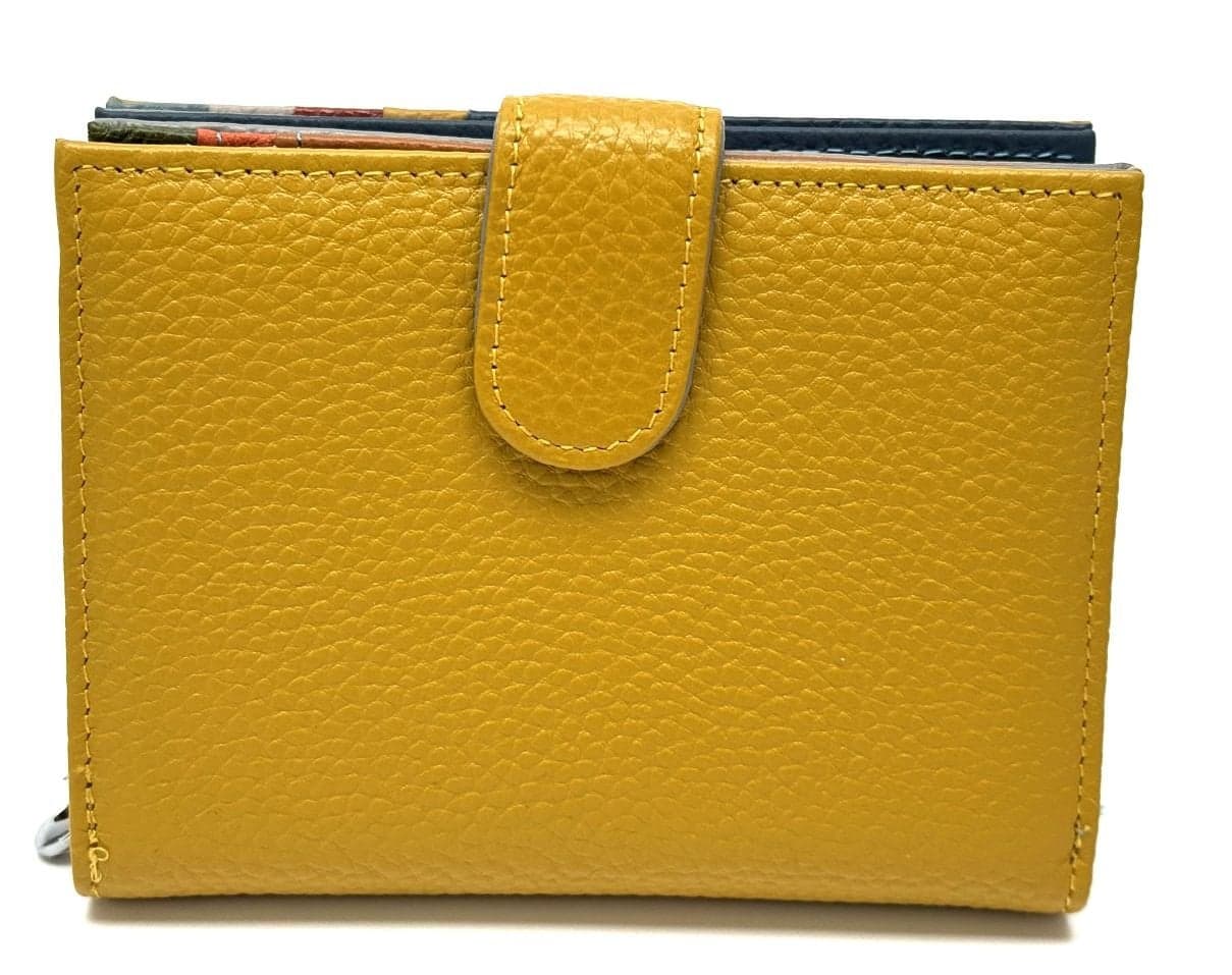 Portafoglio donna in vera pelle tradizionale SANTINI mod CASSIA colore GIALLO, Made in Italy.