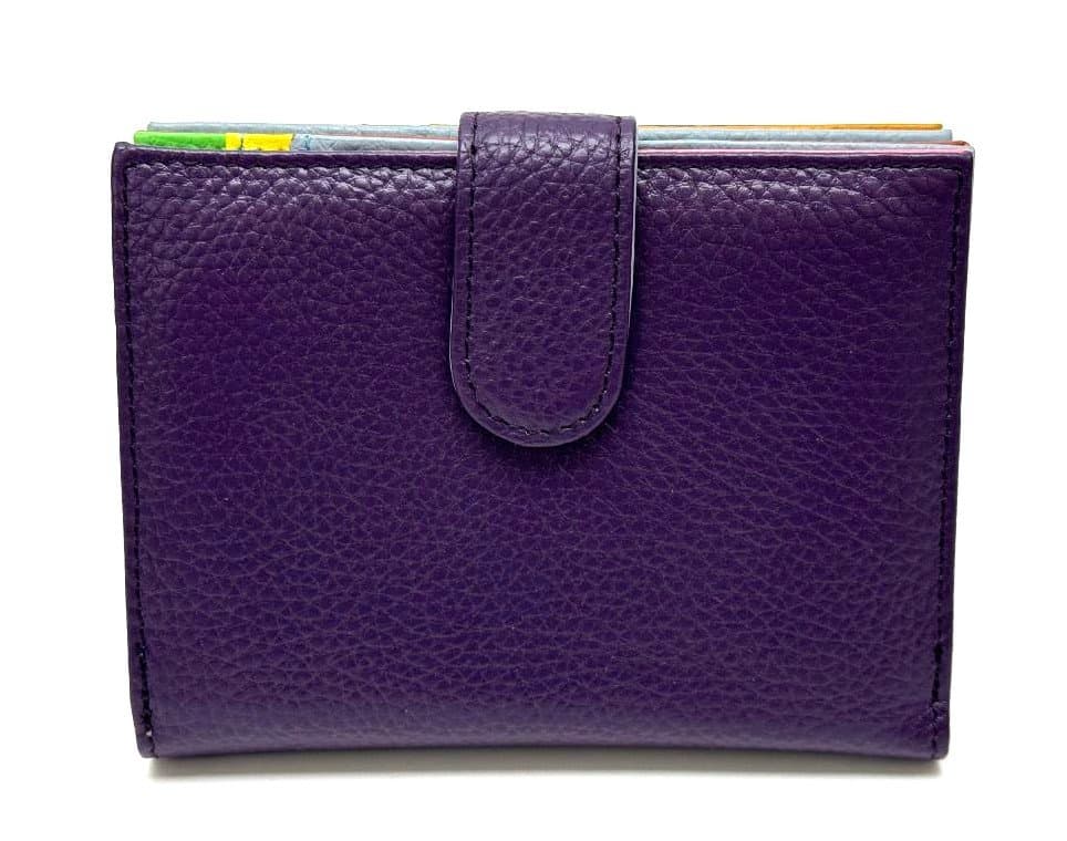 Portafoglio donna in vera pelle tradizionale SANTINI mod CASSIA colore VIOLA, Made in Italy.