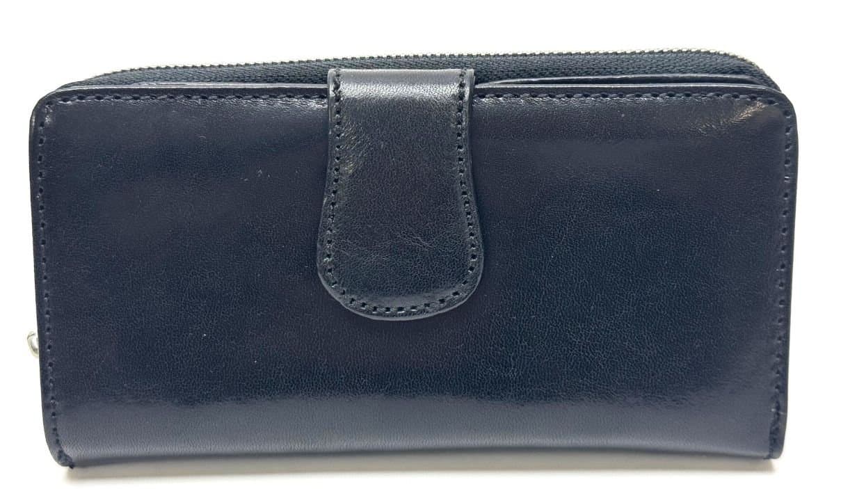 Portafoglio donna in vera pelle tradizionale SANTINI mod GILIO colore NERO, Made in Italy